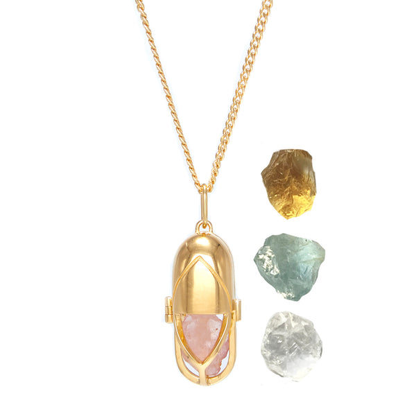 Capsule Crystal LOVE Pendant set - 24ct Gold Vermeil