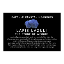 Load image into Gallery viewer, lapis lazuli meaning card included with the Balance Capsule Energy Bag
