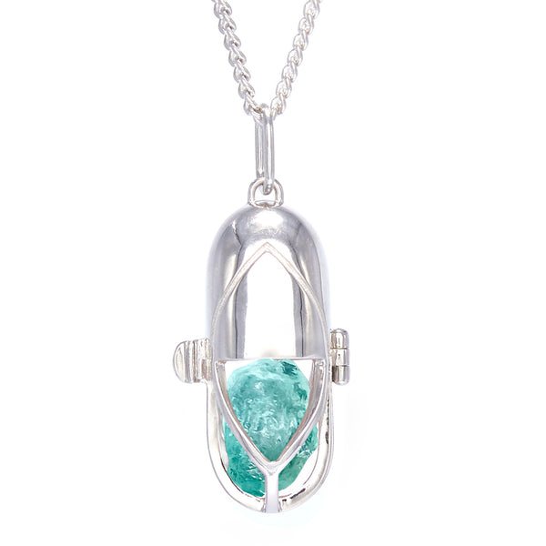 Capsule Crystal Pendant - Sterling Silver