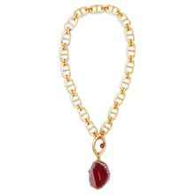 Load image into Gallery viewer, Pantone Collaboration Chain and Agate Eye Necklace  - Gold - Mocha Mousse