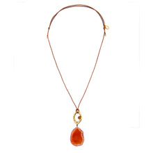 Load image into Gallery viewer, Pantone Collaboration Cord and Agate Eye Necklace  - Gold - Mocha Mousse