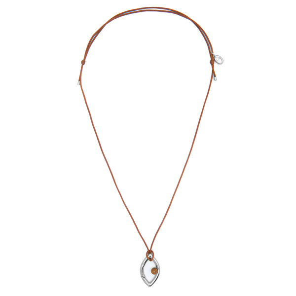 Pantone Collaboration Cord Eye Necklace  - Silver - Mocha Mousse