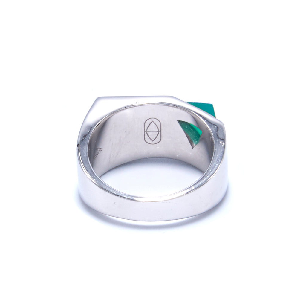 Jewel Beneath Signet Ring - Green Onyx, Sterling Silver