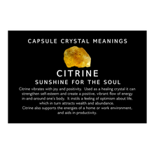 Load image into Gallery viewer, citrine crystal meaning card included with the Love Capsule Energy Bag