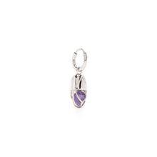Load image into Gallery viewer, Mini Capsule Crystal Hoop Earring - Amethyst, Sterling Silver