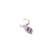 Load image into Gallery viewer, Mini Capsule Crystal Hoop Earring - Amethyst, Sterling Silver