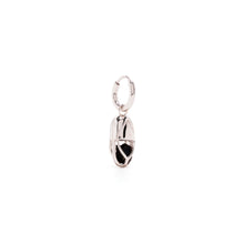 Load image into Gallery viewer, Mini Capsule Crystal Hoop Earring - Black Onyx, Sterling Silver