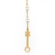 Load image into Gallery viewer, Egyptian Symbols Pearl Rosary Necklace - 18kt Gold-Plated Sterling Silver