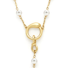 Load image into Gallery viewer, Egyptian Symbols Pearl Rosary Necklace - 18kt Gold-Plated Sterling Silver