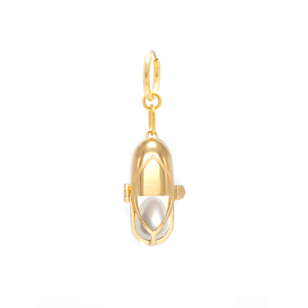 Capsule Pearl Earring - 24kt Gold-Plated Sterling Silver