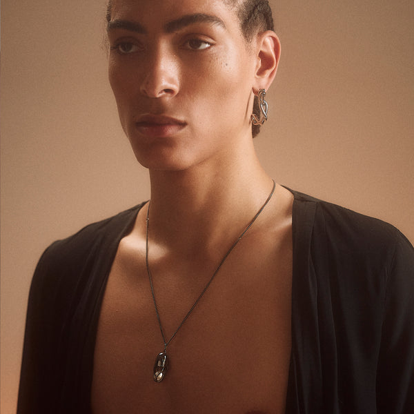 Capsule Pearl Pendant - Black Rhodium Plated Sterling Silver