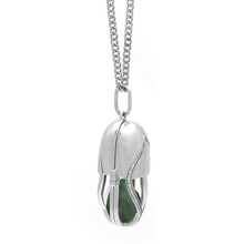 Load image into Gallery viewer, Capsule Emerald Pendant - 18kt recycled white gold - made to order