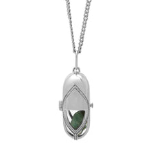 Load image into Gallery viewer, Capsule Emerald Pendant - 18kt recycled white gold - made to order