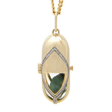 Load image into Gallery viewer, Capsule Emerald Pendant - 18kt recycled gold - made to order