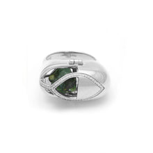 Load image into Gallery viewer, Capsule Emerald Ring - 18kt recycled white gold - made to order