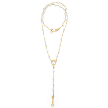 Load image into Gallery viewer, Egyptian Symbols Pearl Rosary Necklace - 18kt Gold-Plated Sterling Silver