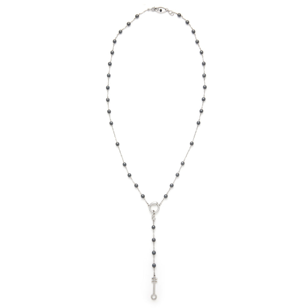 Egyptian Rosary Necklace Hematite - Sterling Silver