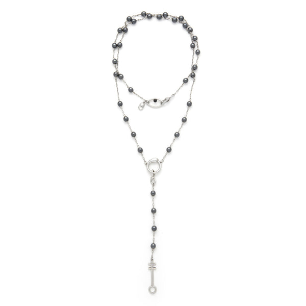 Egyptian Rosary Necklace Hematite - Sterling Silver