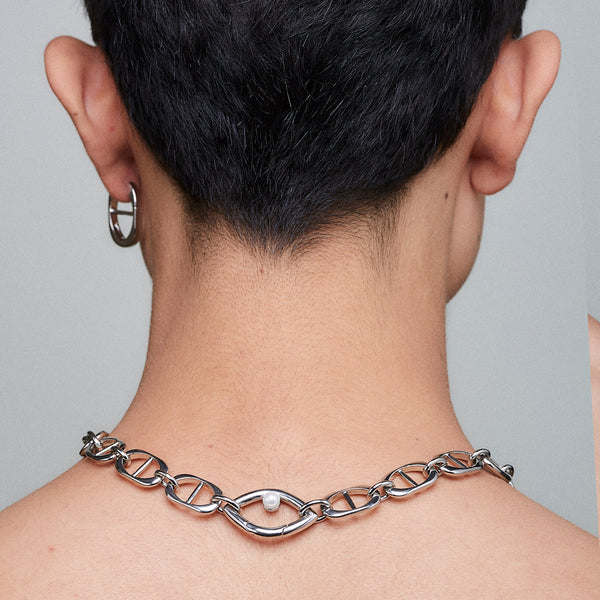 Eye Opener Capsule Link Necklace - Silver