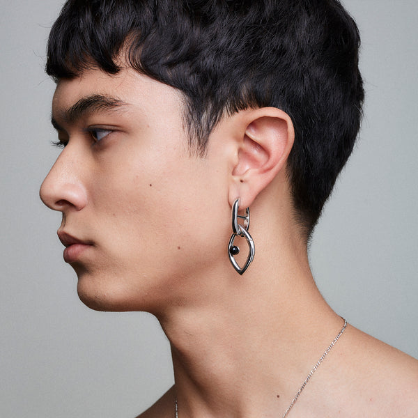 Eye Opener Chain Single Earring - Silver