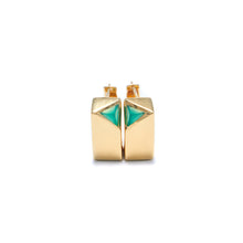 Load image into Gallery viewer, Jewel Beneath Signet Earring Pair - Green Onyx & 24ct Gold-Plated Sterling Silver