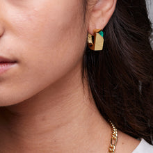 Load image into Gallery viewer, Jewel Beneath Signet Earring Pair - Green Onyx & 24ct Gold-Plated Sterling Silver
