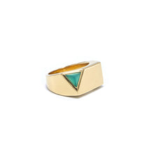 Load image into Gallery viewer, Jewel Beneath Signet Ring - Green Onyx, 24ct Gold Vermeil