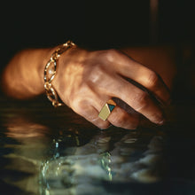 Load image into Gallery viewer, Jewel Beneath Signet Ring - Green Onyx, 24ct Gold Vermeil