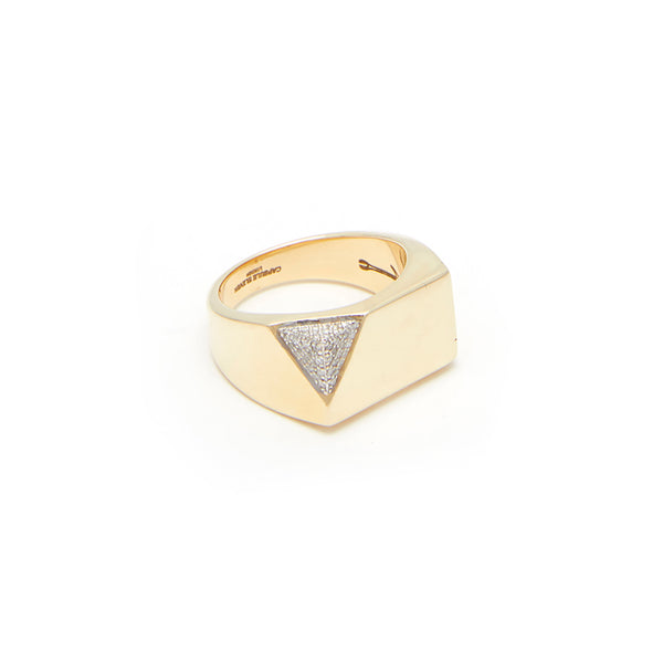 Jewel Beneath White Diamond Signet Ring - 18kt recycled gold - made to order