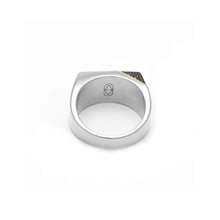 Load image into Gallery viewer, Jewel Beneath Black Diamond Signet Ring - 18kt recycled white gold - made to order
