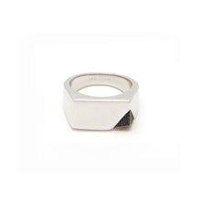 Load image into Gallery viewer, Jewel Beneath Black Diamond Signet Ring - 18kt recycled white gold - made to order