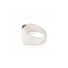Load image into Gallery viewer, Jewel Beneath Black Diamond Signet Ring - 18kt recycled white gold - made to order