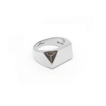 Load image into Gallery viewer, Jewel Beneath Black Diamond Signet Ring - 18kt recycled white gold - made to order
