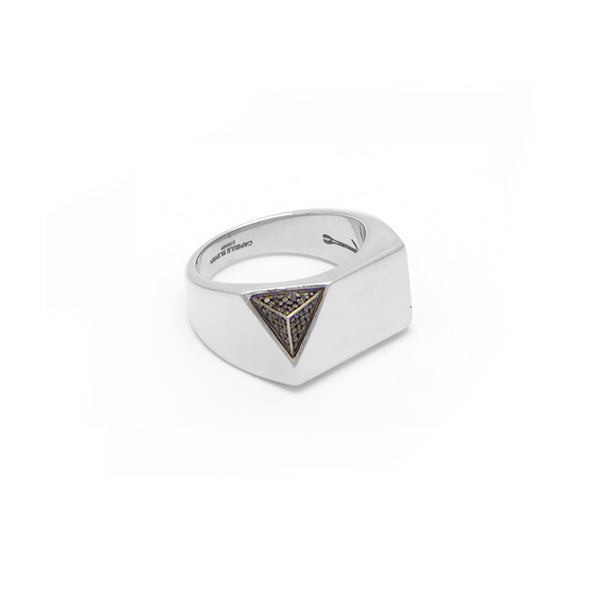 Jewel Beneath Black Diamond Signet Ring - 18kt recycled white gold - made to order