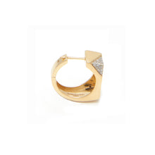 Load image into Gallery viewer, Jewel Beneath Diamond Signet Earring Single - 18kt recycled gold and white diamonds - made to order
