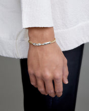 Load image into Gallery viewer, Power Tag Bracelet Mixed Metals Silver Stripe - 18ct Gold-Plated Sterling Silver and sterling silver