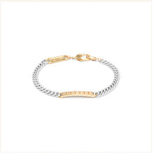 Load image into Gallery viewer, Power Tag Bracelet Mixed Metals Gold Stripe - 18ct Gold-Plated Sterling Silver and sterling silver