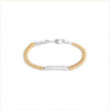 Load image into Gallery viewer, Power Tag Bracelet Mixed Metals Silver Stripe - 18ct Gold-Plated Sterling Silver and sterling silver