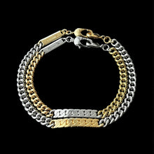 Load image into Gallery viewer, Power Tag Bracelet Mixed Metals Gold Stripe - 18ct Gold-Plated Sterling Silver and sterling silver