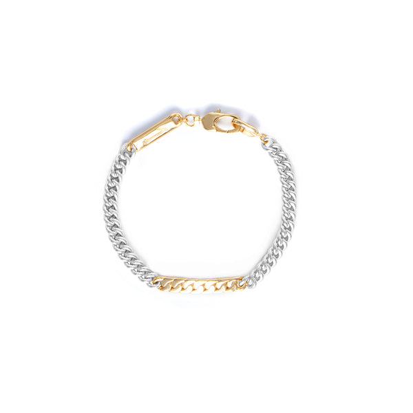 Power Tag Bracelet Mixed Metals Gold Stripe - 18ct Gold-Plated Sterling Silver and sterling silver