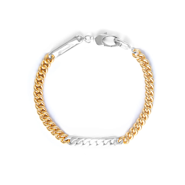 Power Tag Bracelet Mixed Metals Silver Stripe - 18ct Gold-Plated Sterling Silver and sterling silver