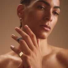 Load image into Gallery viewer, Jewel Beneath Black Diamond Signet Ring - 18kt recycled white gold - made to order