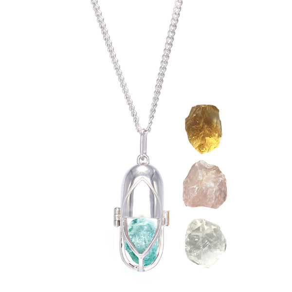 Capsule Crystal LOVE Pendant set - Sterling Silver