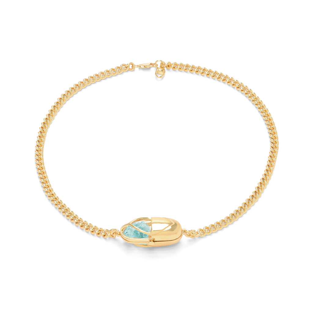 Capsule Crystal Chain Necklace - 24kt gold vermeil