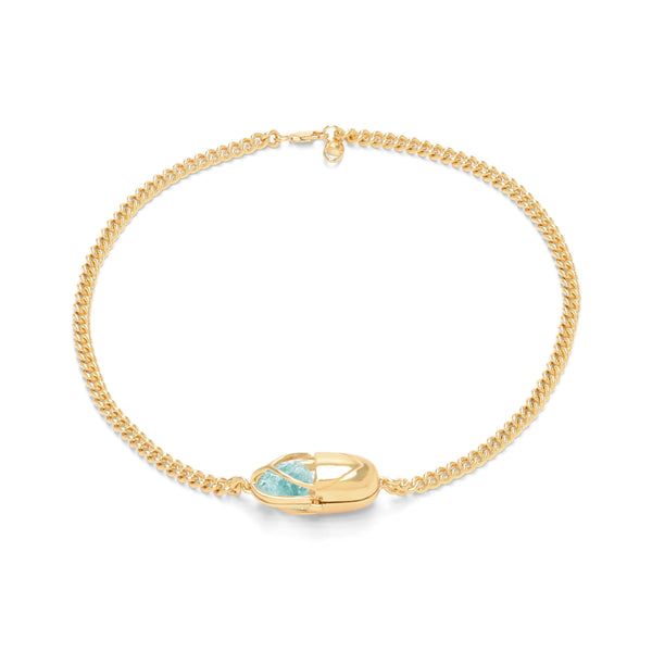 Capsule Crystal Chain Necklace - 24kt gold vermeil