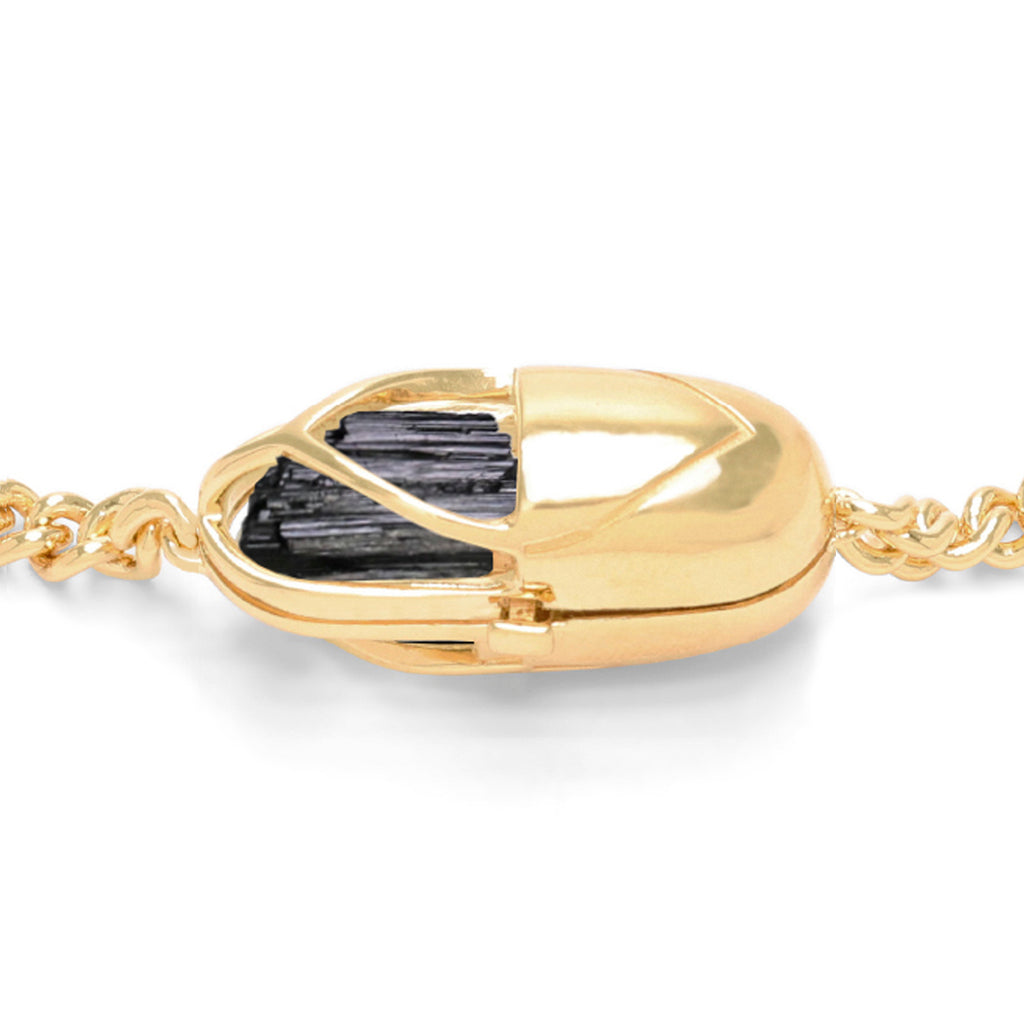 Capsule Crystal Chain Necklace - 24kt gold vermeil
