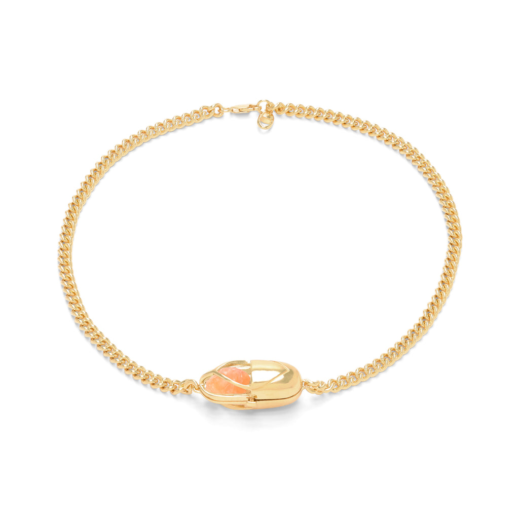 Capsule Crystal Chain Necklace - 24kt gold vermeil