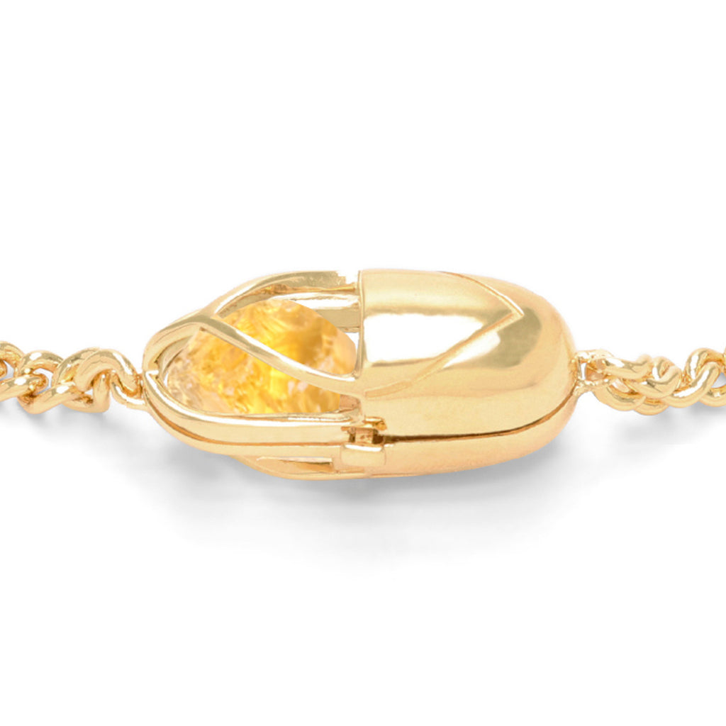 Capsule Crystal Chain Necklace - 24kt gold vermeil