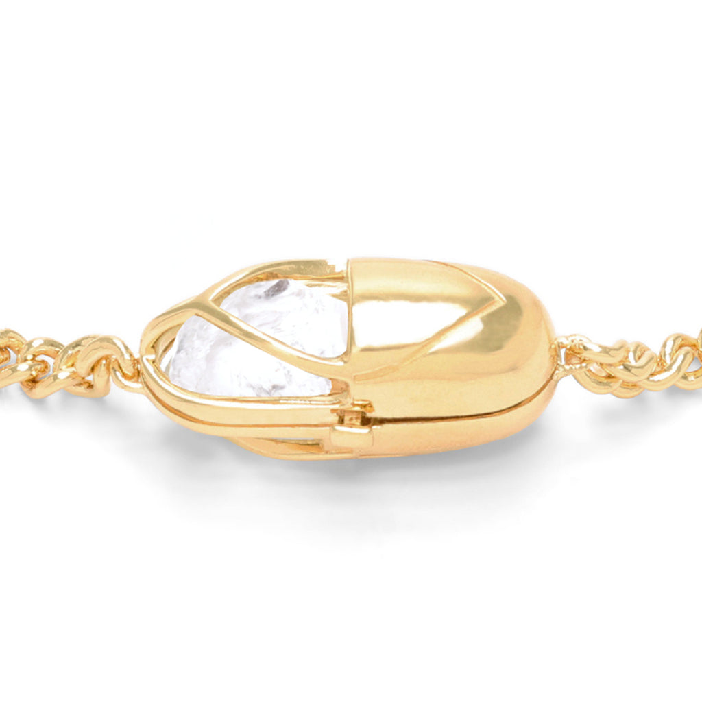 Capsule Crystal Chain Necklace - 24kt gold vermeil