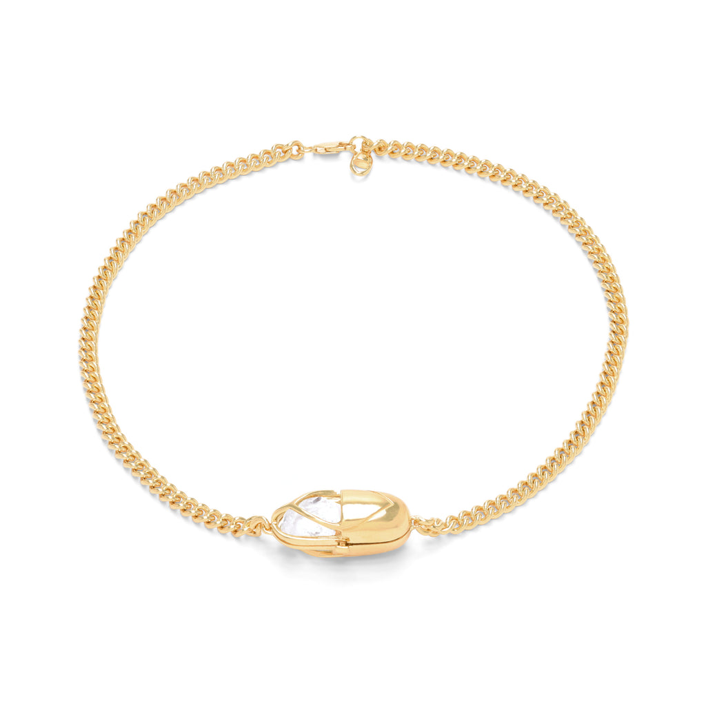 Capsule Crystal Chain Necklace - 24kt gold vermeil